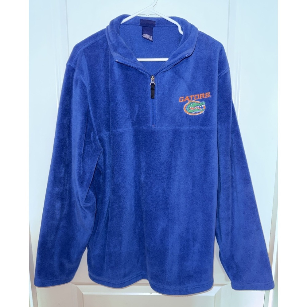 Florida Gators Fleece Pullover Jacket Mens Size Large Blue‎ Quarter Zip